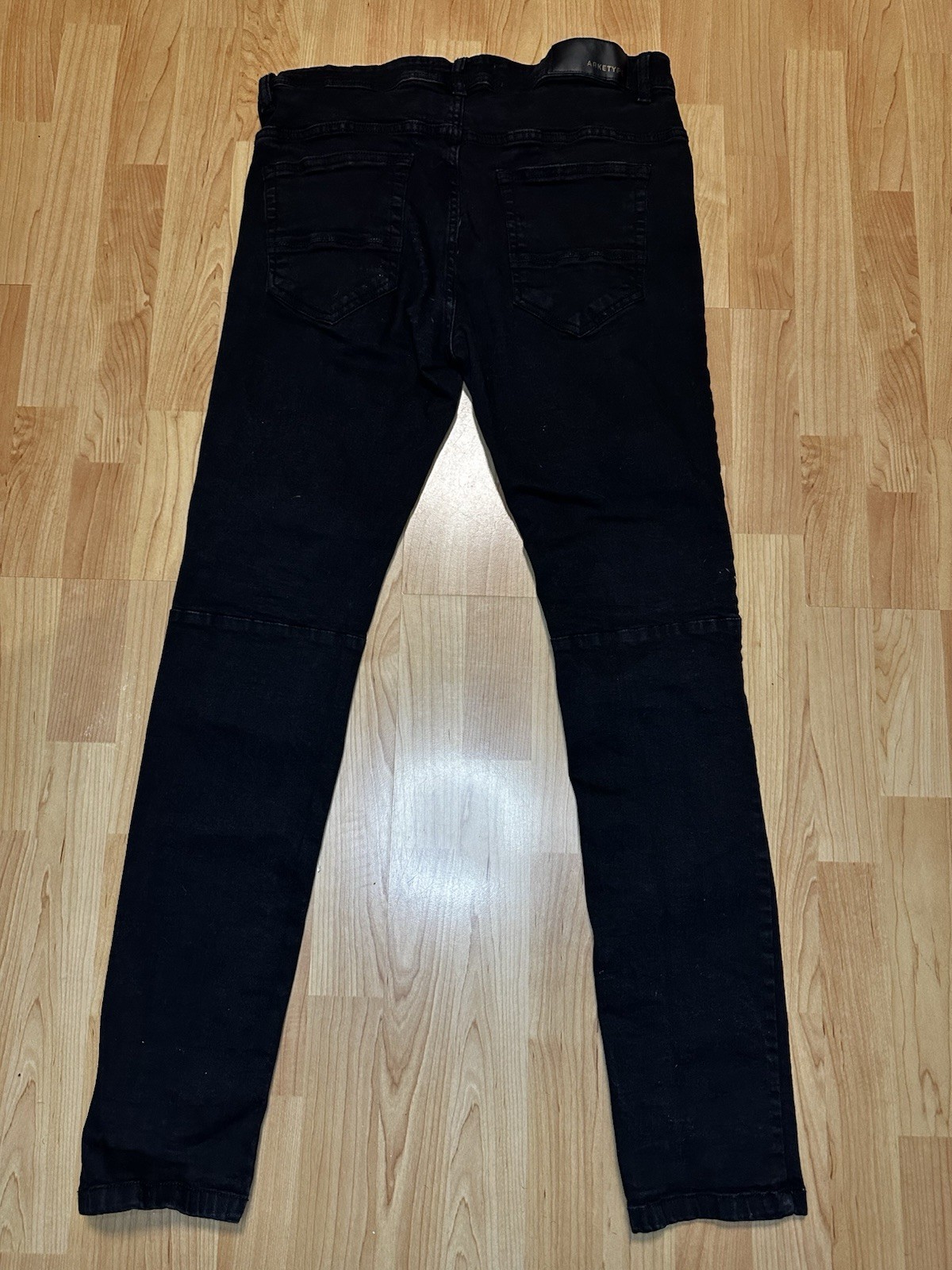 ARKETYPE Men’s Black Skinny Slim Fit Cotton Denim Jeans Dark Wash 5-Pocket