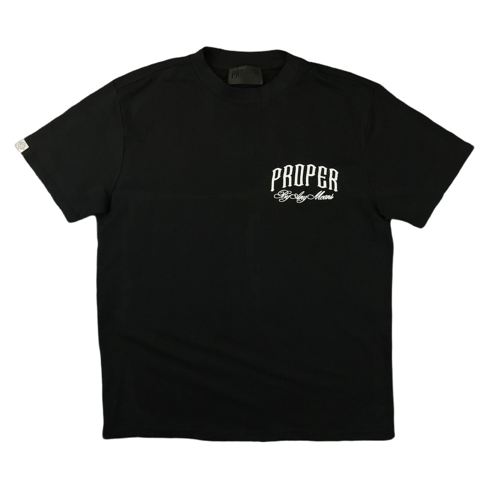 Proper Shirt Mens SMALL Black Graphic Print Script Skate Streetwear Tee Size S