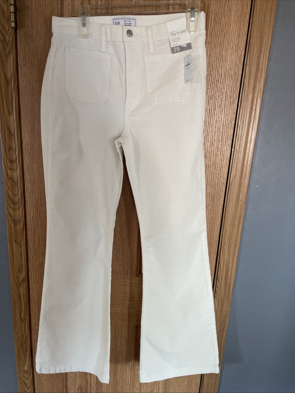 Gap Women Pants 70s Flare High Rise Ivory Corduroy Stretc Sz 29/8R NWT MSRP $80