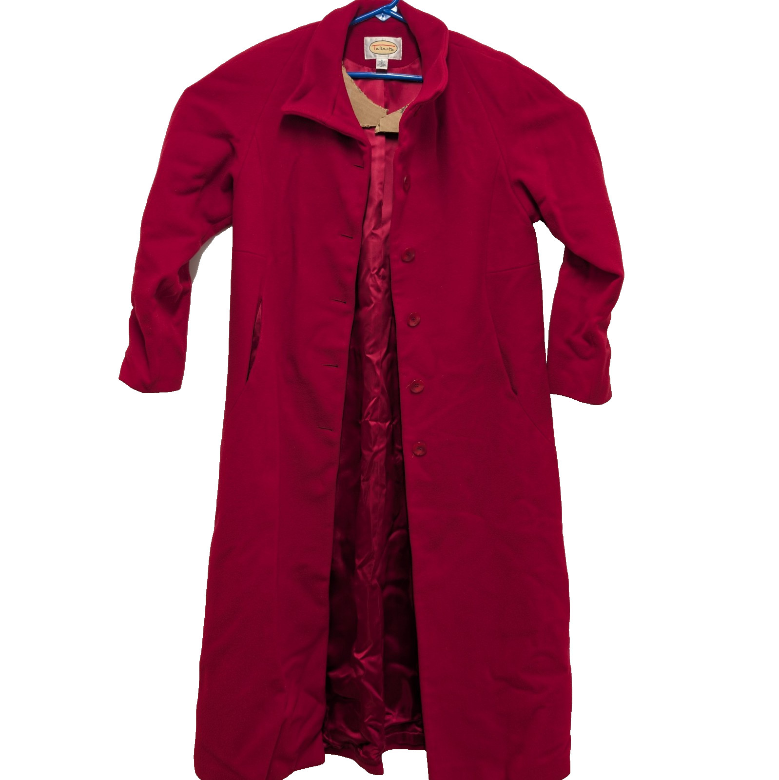 Talbots Wool Long Overcoat – Deep Red Women’s Size 4 90% wool 10% Cashmere
