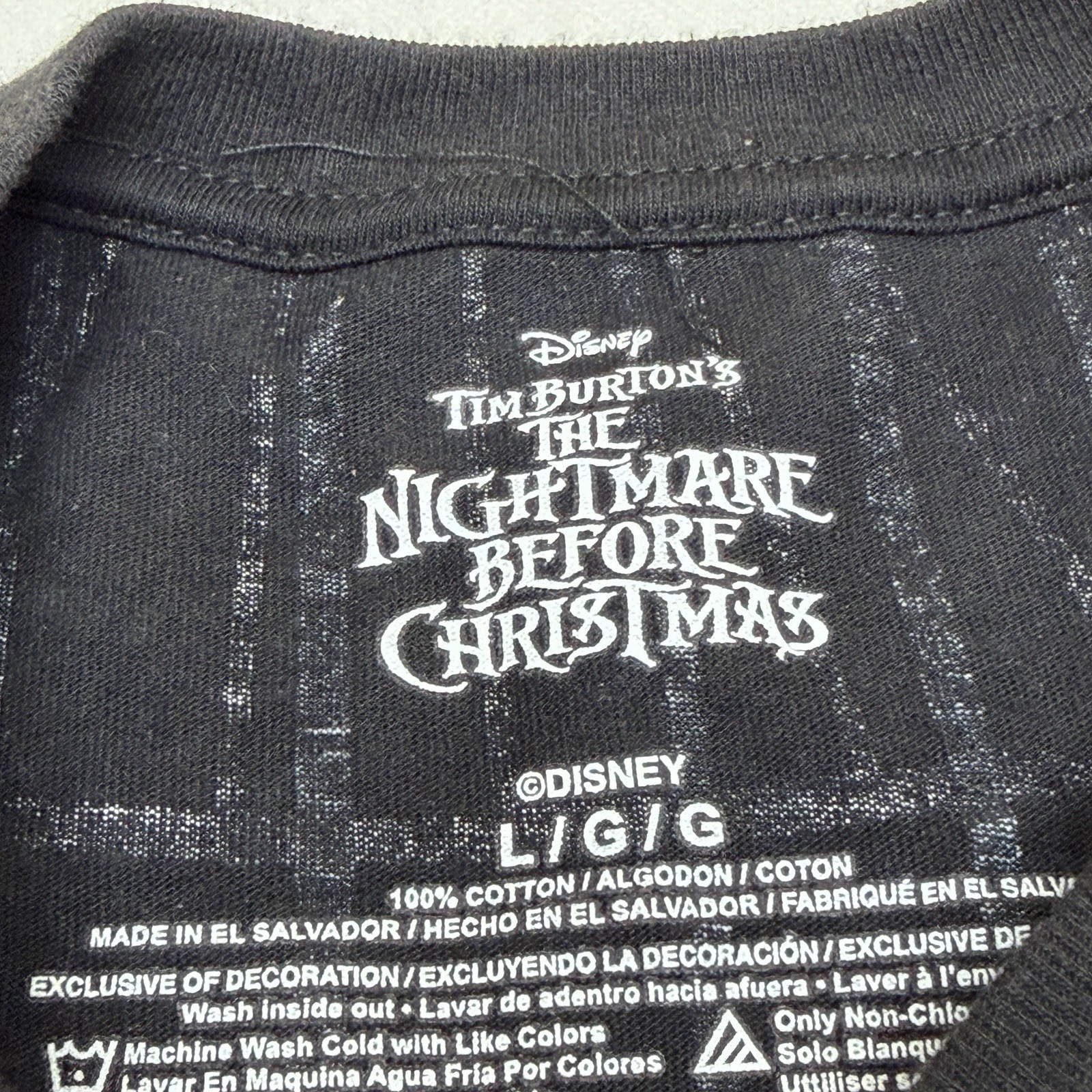 Disney Tim Burton’s The Nightmare Before Christmas Tshirt Jack Black Size L