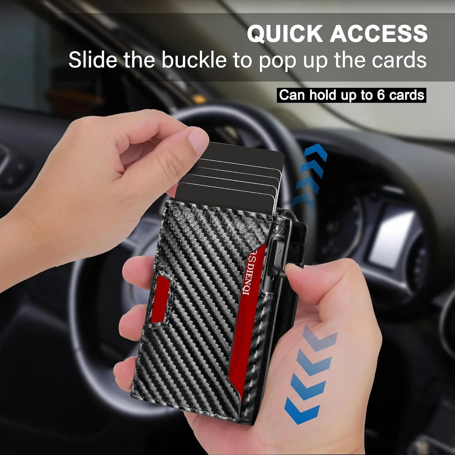 Men’s Slim PopUp Bifold Carbon Fiber Wallet, RFID Blocking, Card Holder,Men Gift