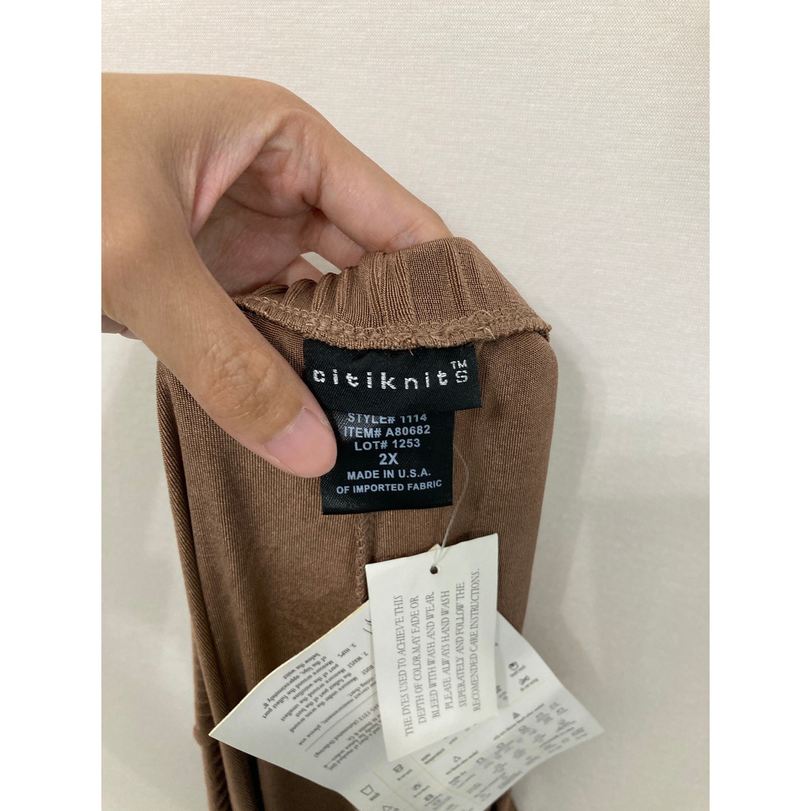 NWT Citiknits Straight Leg Crop Pants 2X Slinky Knit Elastic Waist Made in USA