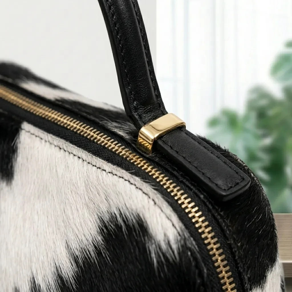 Women’s Hair On Cowhide Leather Shoulder Bag Natural Black White Western Purse