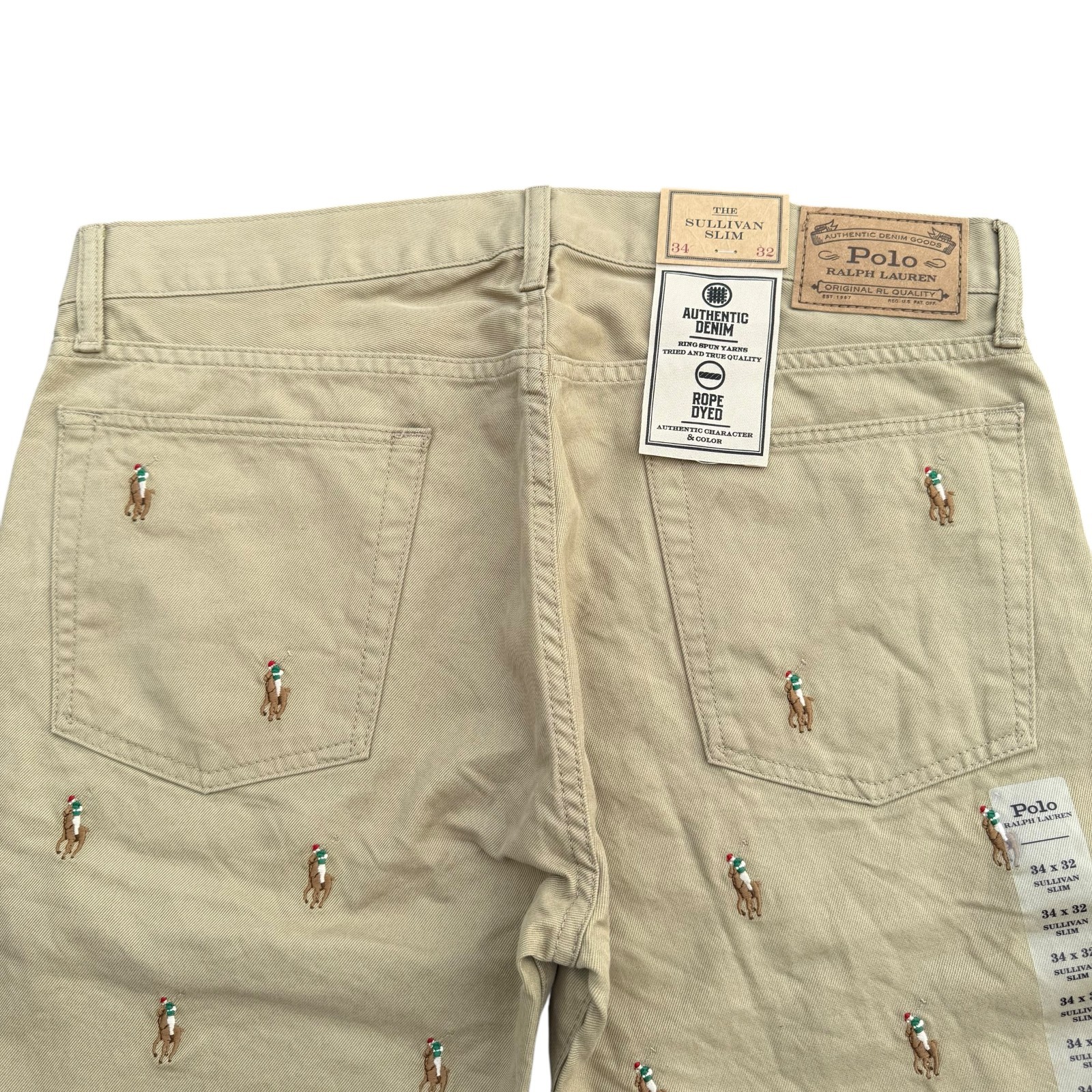 Polo Ralph Lauren Men’s Sullivan Slim Rope Dyed Cotton Denim All Over Pony Jeans