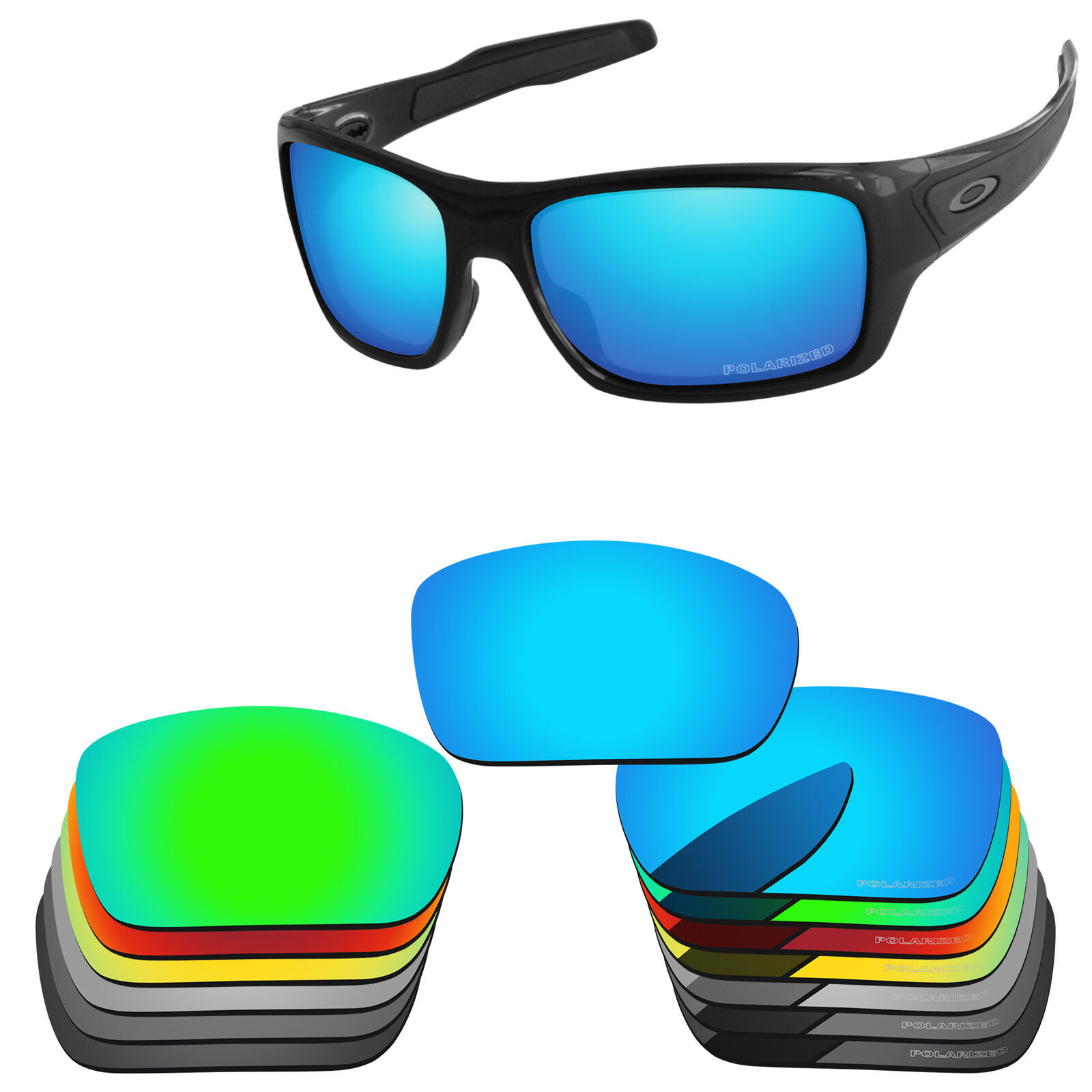 PapaViva POLARIZED ETCHED Replacement Lenses For-Oakley Turbine Sunglass