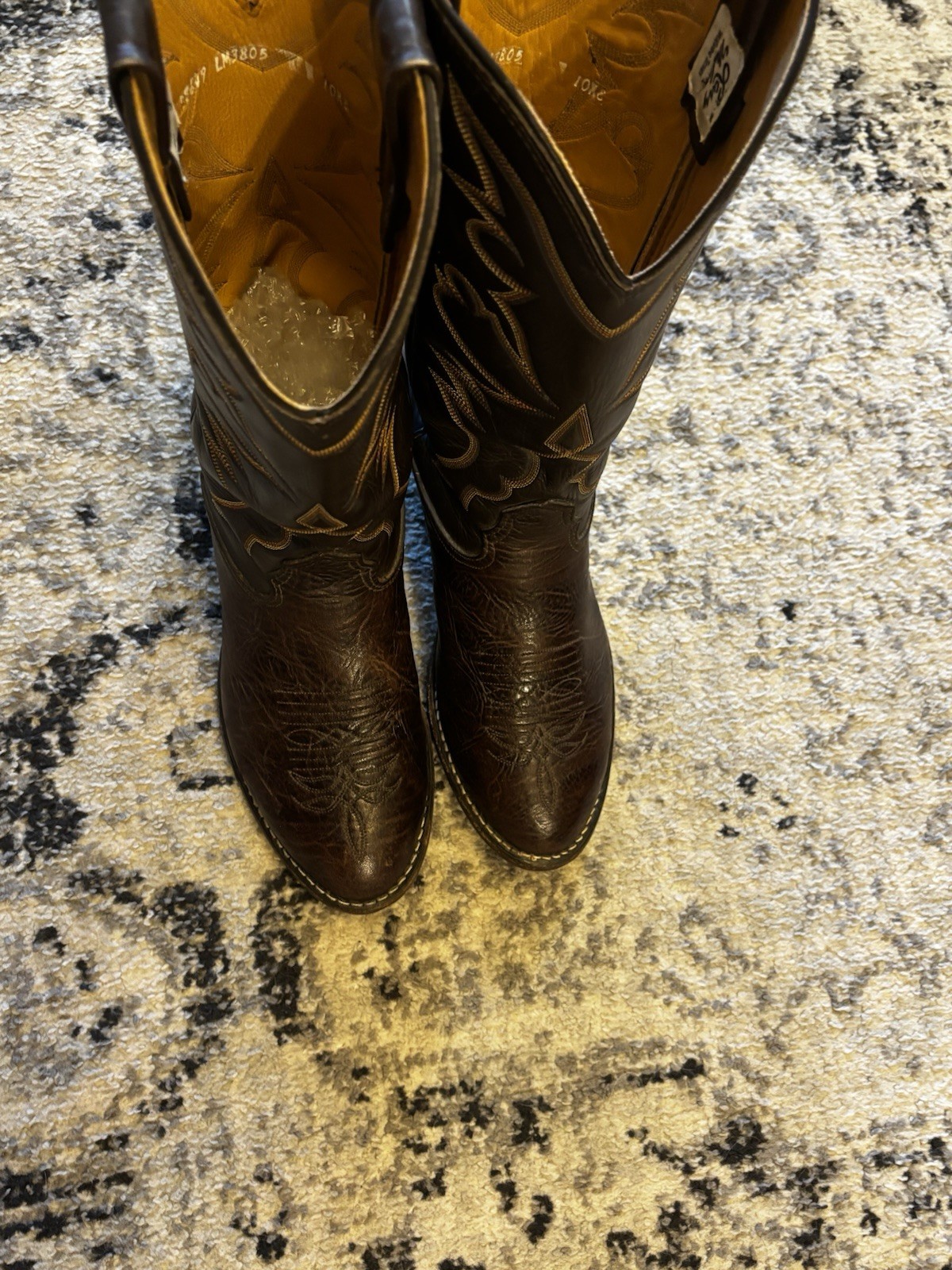Larry Mahan Nocona Texas Brown Bullhide Leather Mens Size 10 XE Cowboy Boots