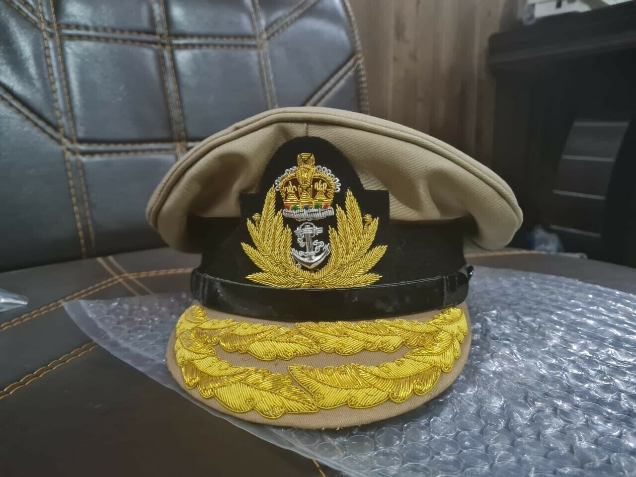 UK ROYAL NAVY ADMIRAL OFFICER Khaki WHITE OR BLACK HAT CAP NEW. ALL SIZES