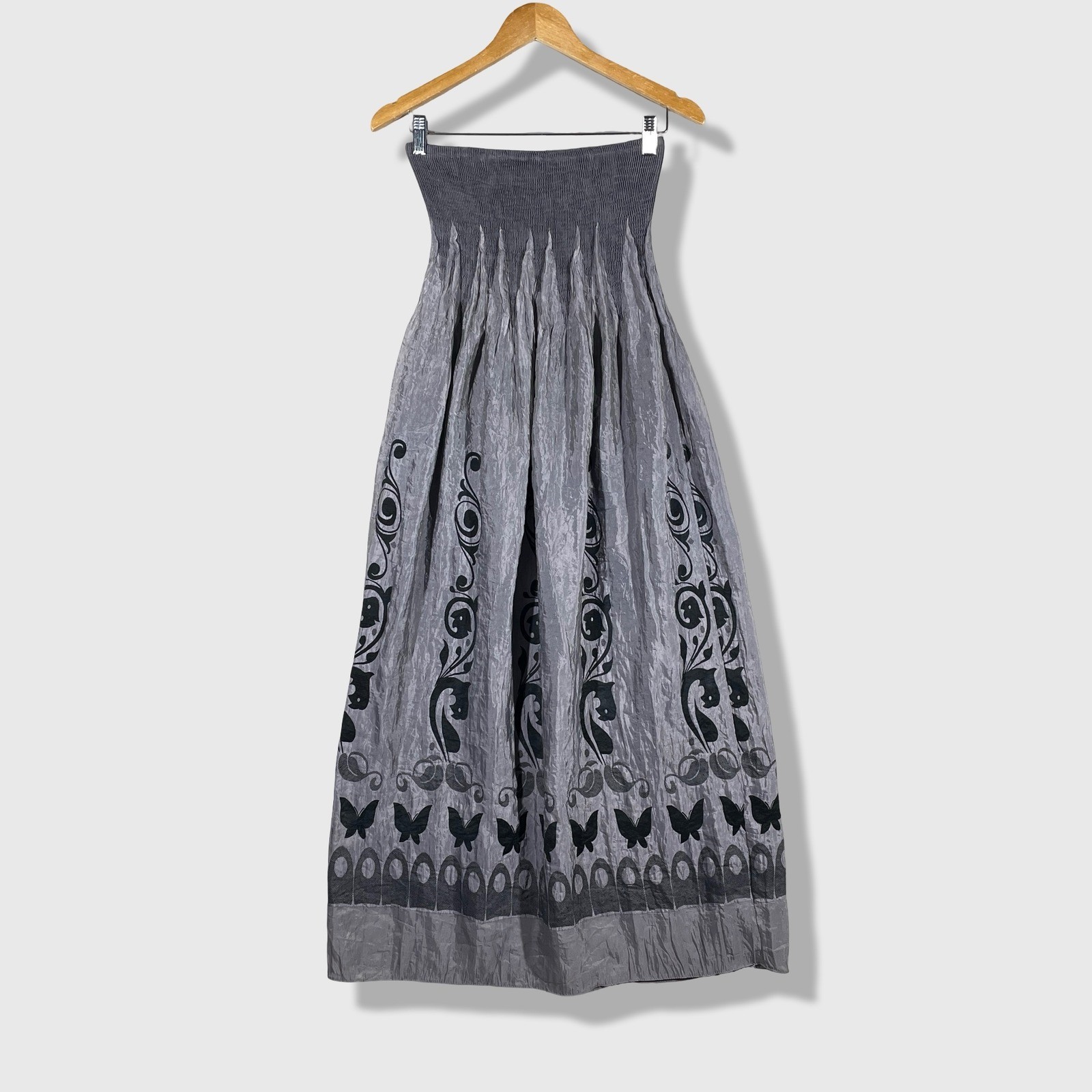 Lapis Tube Dress Womens OS Gray Y2K Whimsigoth Fairycore Butterfly Goth Boho