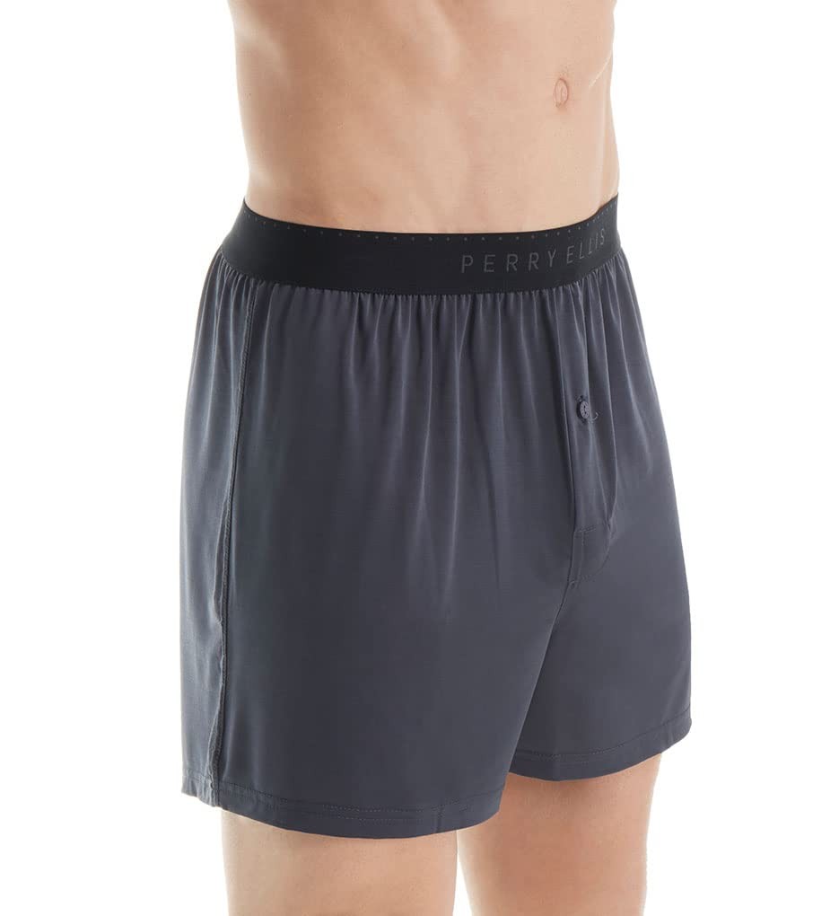 Perry Ellis Men’s Tailored Soft Luxe Solid Boxer Briefs Underwear – Lightwei…