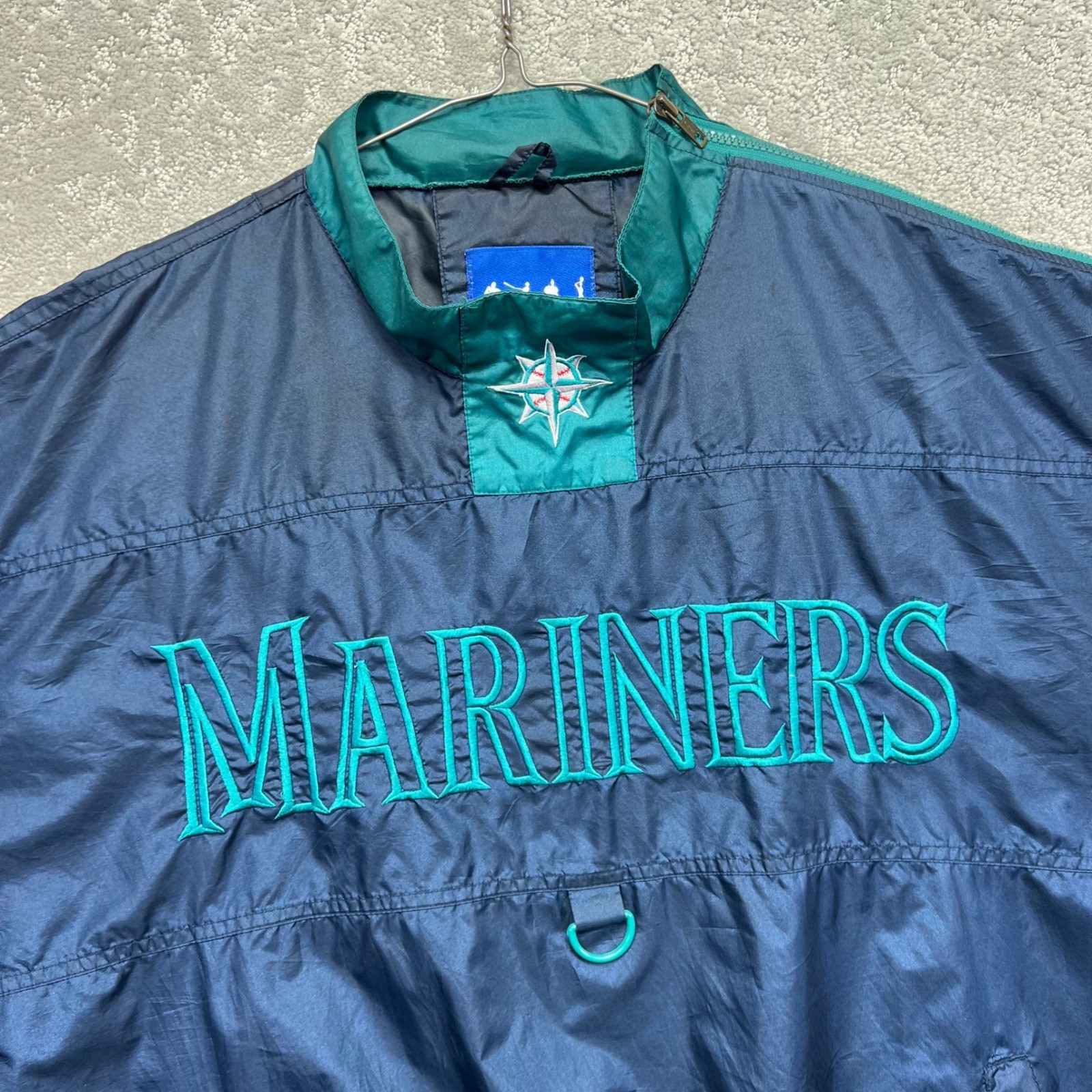 VINTAGE Seattle Mariners Fans Gear Pullover Windbreaker Jacket XL MLB Navy Light