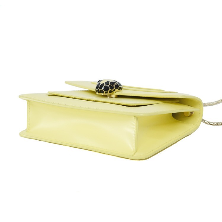 BVLGARI Shoulder Bag Serpenti Forever Handbag Leather Yellow Width 7.87” 99