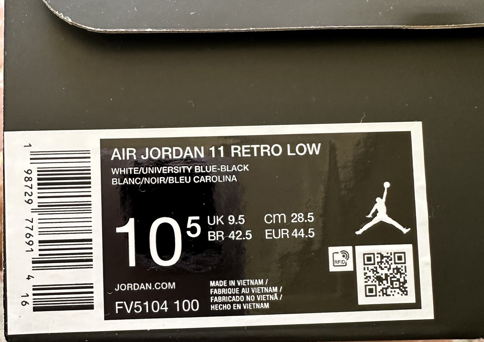 NIKE AIR JORDAN 11 RETRO LOW UNIVERSITY BLUE SNEAKERS FV5104 100 SIZE 10.5