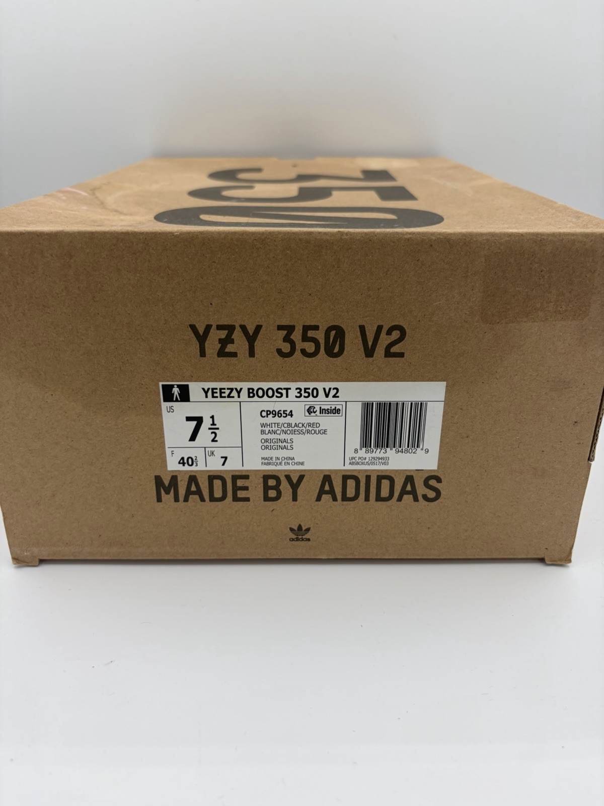 adidas Yeezy Boost 350 V2 Zebra White/Core Black/Red CP9654 Size 7.5M/9W Used