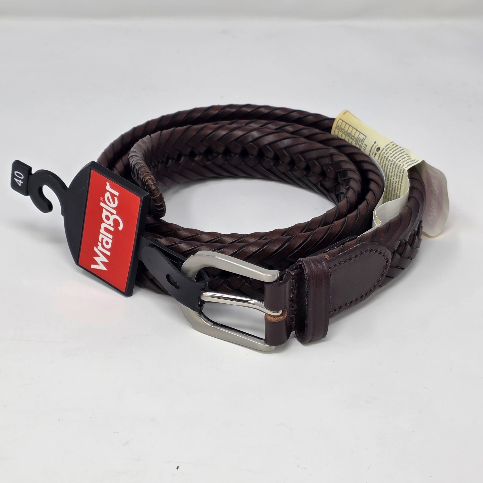 Wrangler Hero Genuine Leather Braided Belt Size 40 Brown Mens Cowboy Rancher