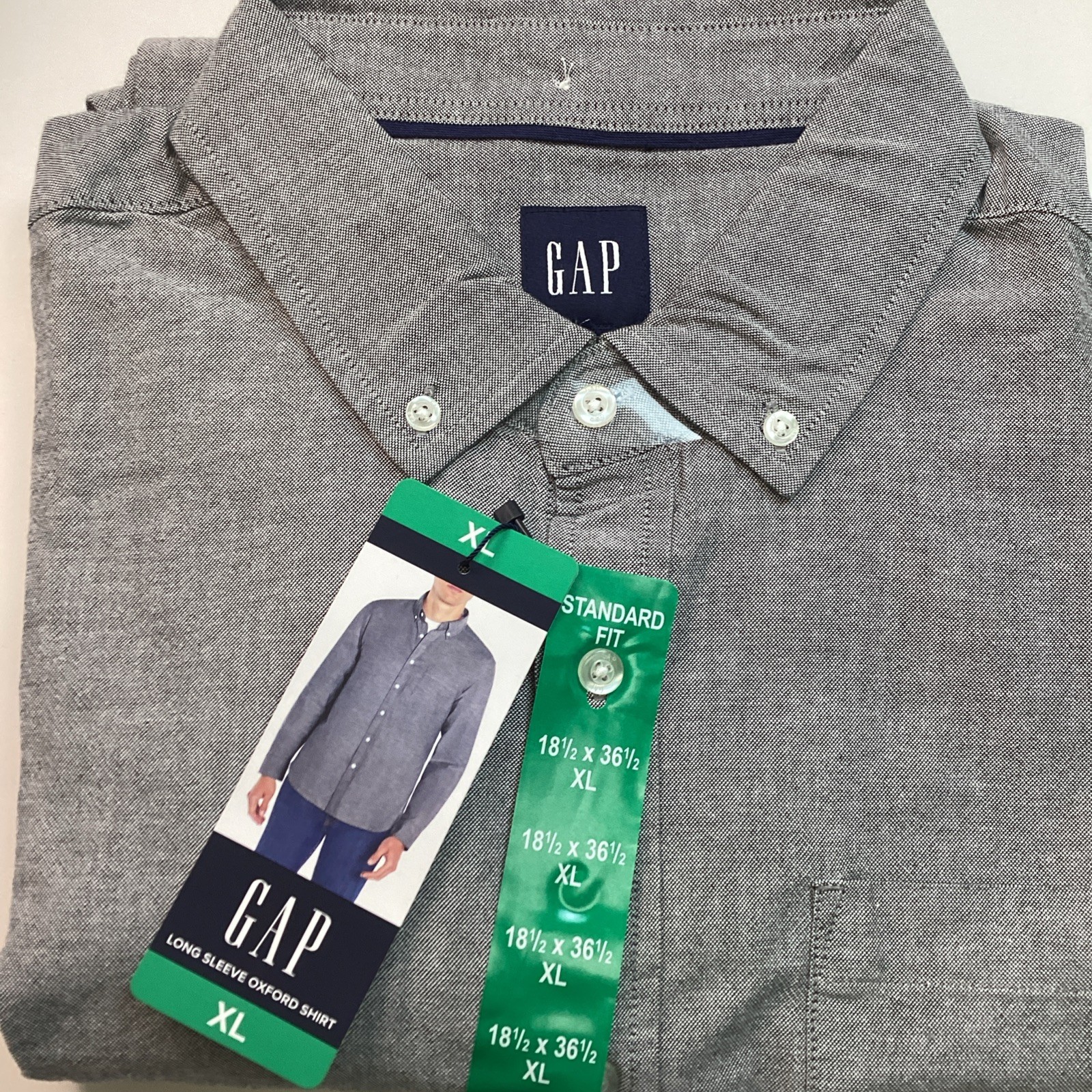 GAP Men’s Oxford Long Sleeve Button-Up Shirts Cotton Blend, Tan, Striped & Gray