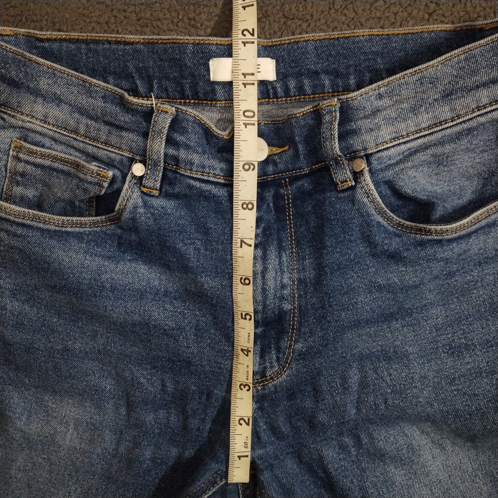 Arne Jeans Mens 30×30 Regular Blue Denim Slim Stretch Whisker Leather Logo Fade