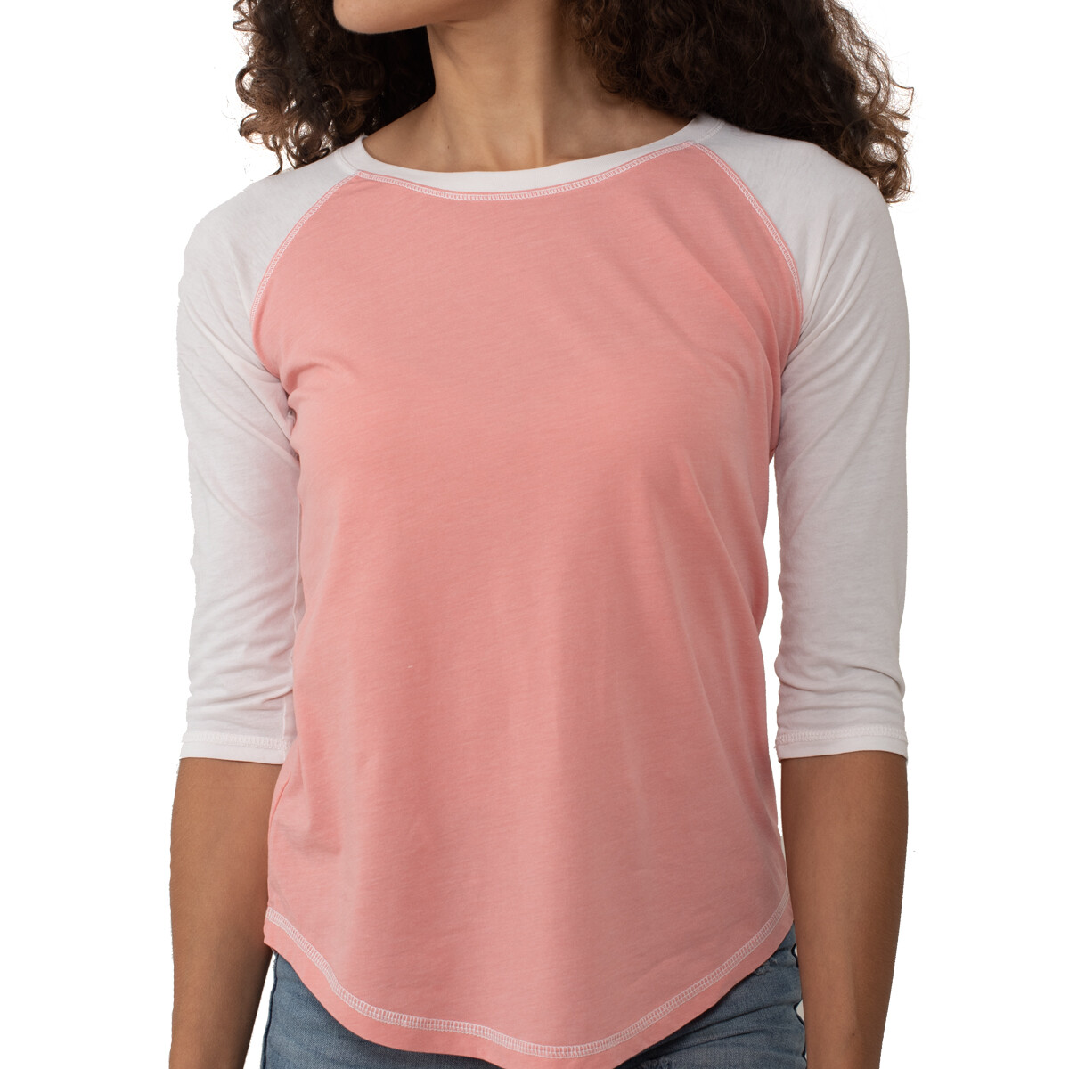 Casual 3/4 Sleeve Active Baseball Shirt Womens Two Tone Raglan T-shirt