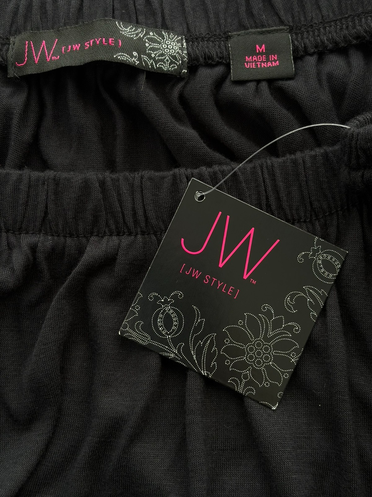 NWT JW Style Womens Medium Black Off Shoulder Long Sleeve Knit Top Boho Casual