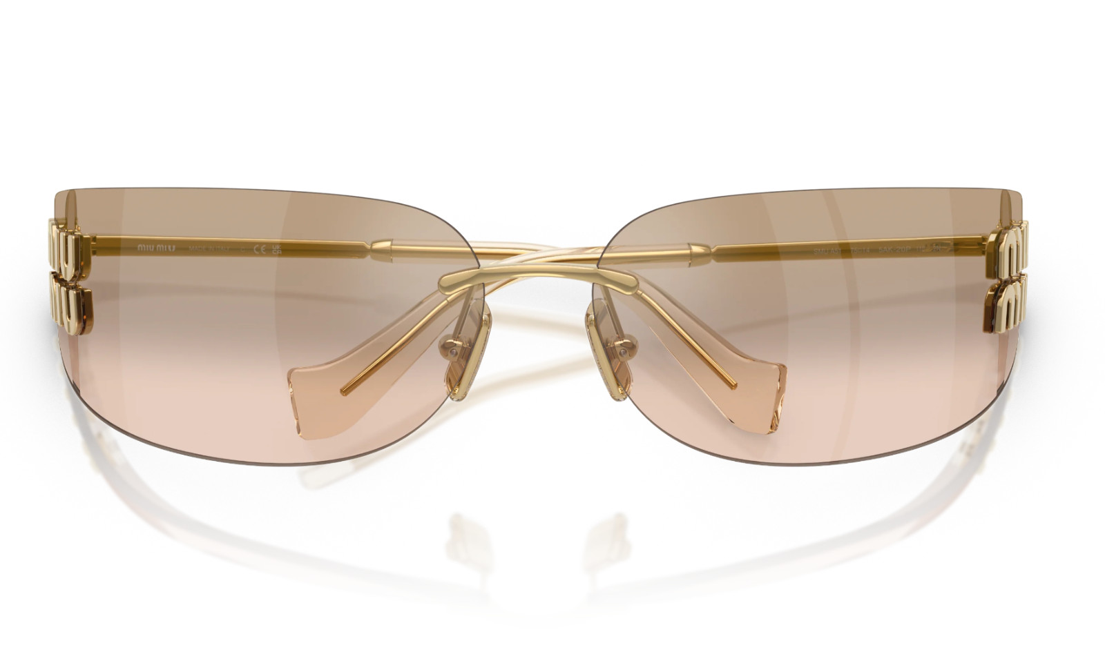 Miu Miu MU A51S 5AK20P Rectangle Sunglasses in Gold/Brown Lens (WITH PACKAGING)