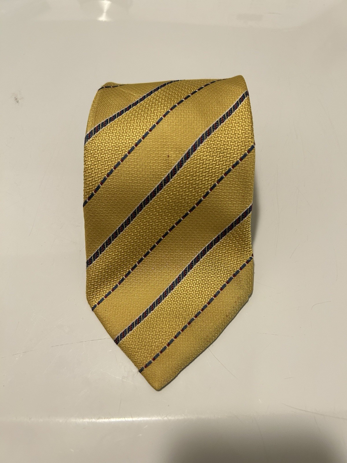 Brioni Men’s Yellow Silk Tie Striped Made In Italy