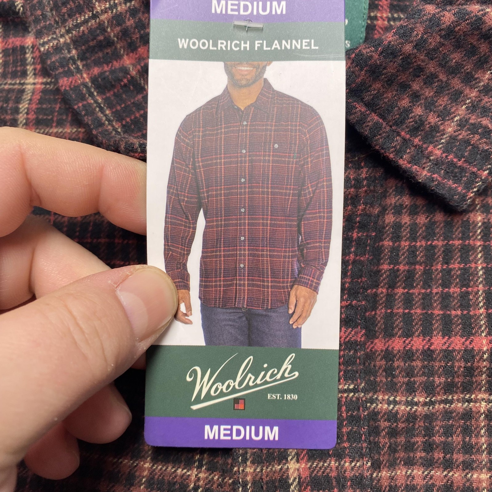 Woolrich Flannel Shirt Mens Medium Deep Red Plaid Long Sleeve Cotton Casual