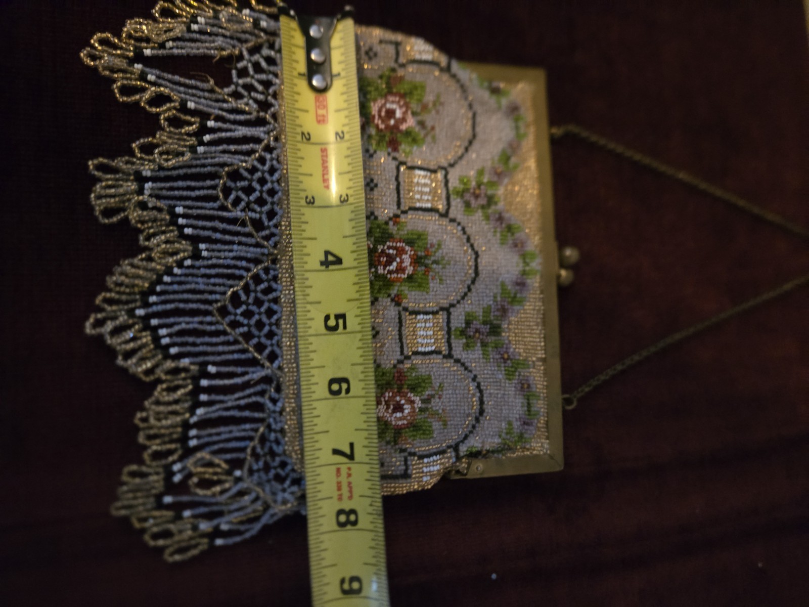 Antique 1900’s Rose Motif Beaded Purse