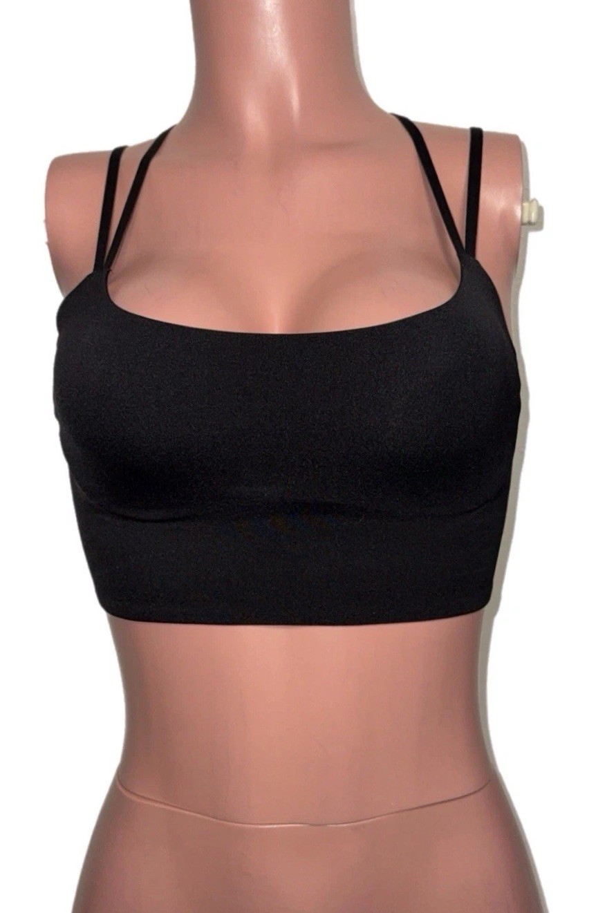 Off Line S/P Black Soft Real Me Molded Cage-back Sports Bra Top Work-out Sporty