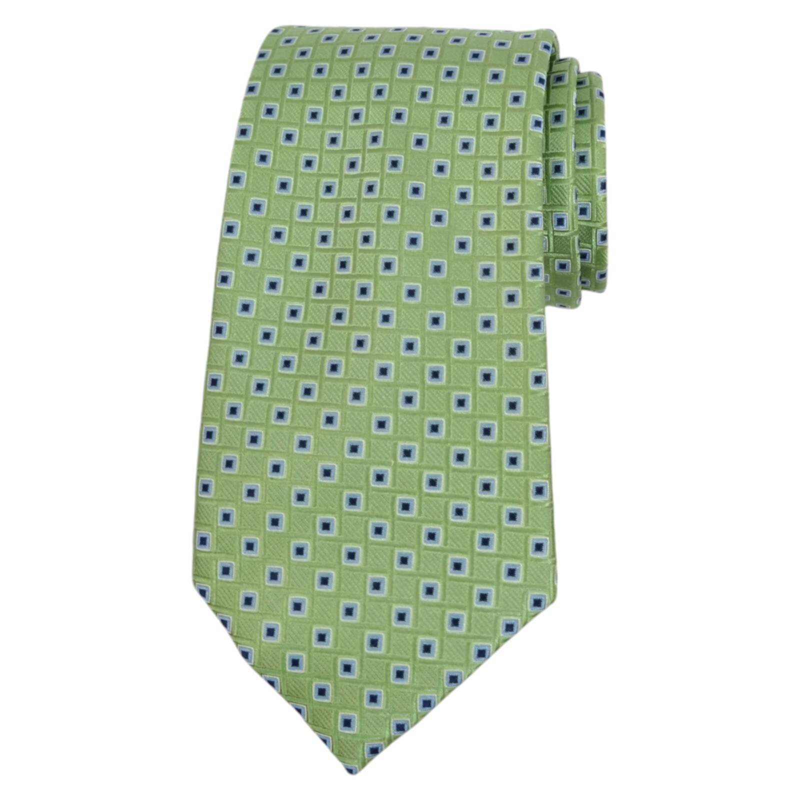 NAUTICA Mens Silk Tie Green Blue Jacquard 3.25 Classic Designer Dress Necktie