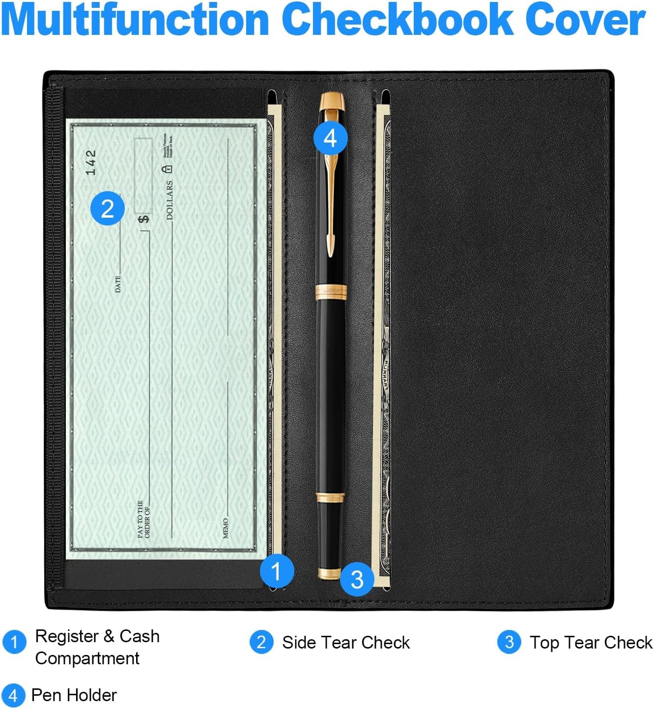 Premium Leather Checkbook Cover for Men and Women Checkbook Holder Wallet RFID B