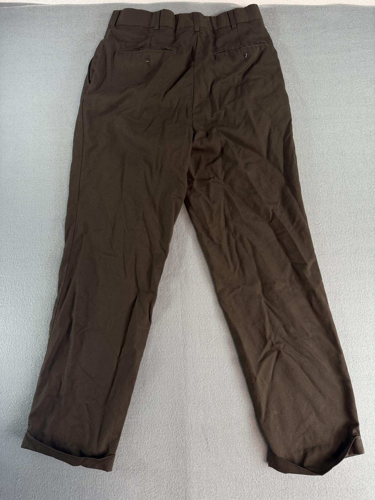 vtg Nautica 32×32 Brown Dress Suit Pants Pleated Cuffed 100% Wool Trouser