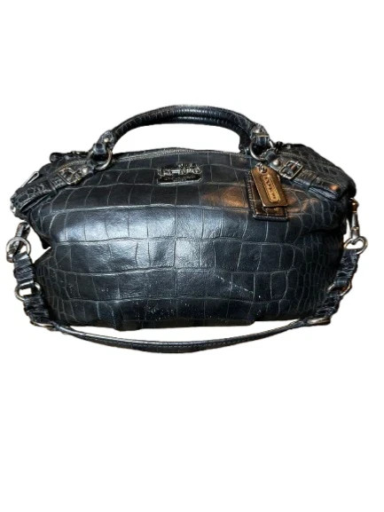 Coach Madison Sophia Croc Leather Satchel Antique Black G1082-15954, pre-Owned