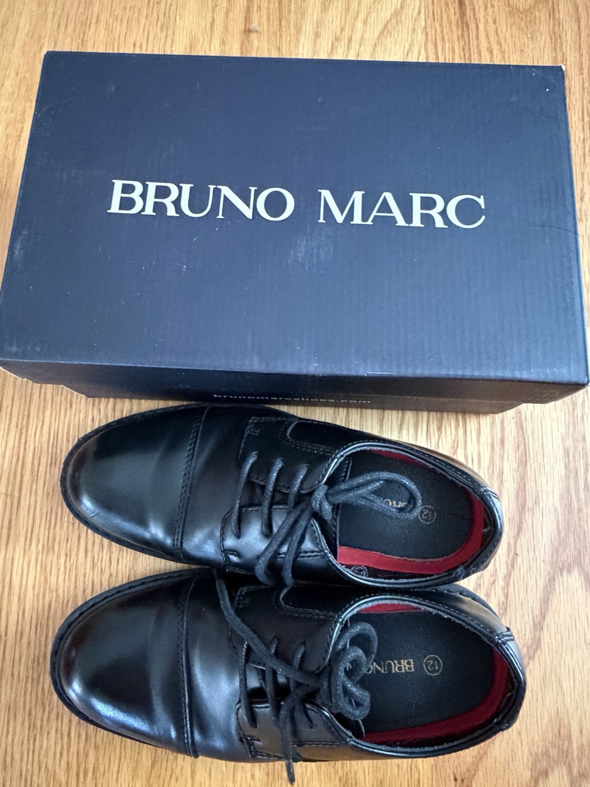 Bruno Marc Black Synthetic Leather Lace-Up Oxford Dress Shoes Little Kid US 12