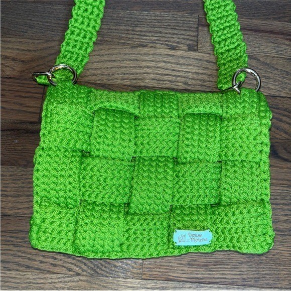 Shoulder Bag Women’s Handmade Crochet with Woven Texture