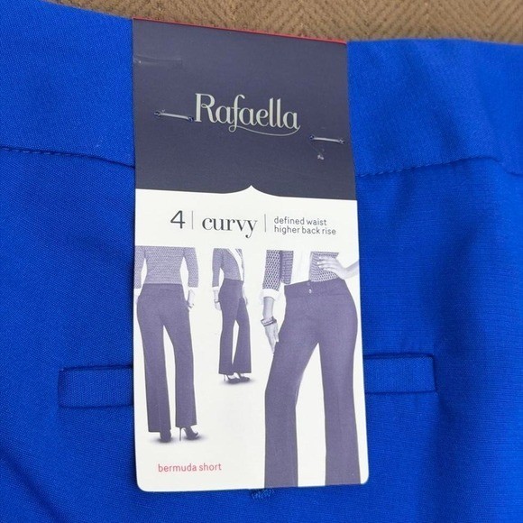Rafaella Curvy Bermuda Shorts NWT Bright Blue Cobalt Trouser Shorts Sz 4