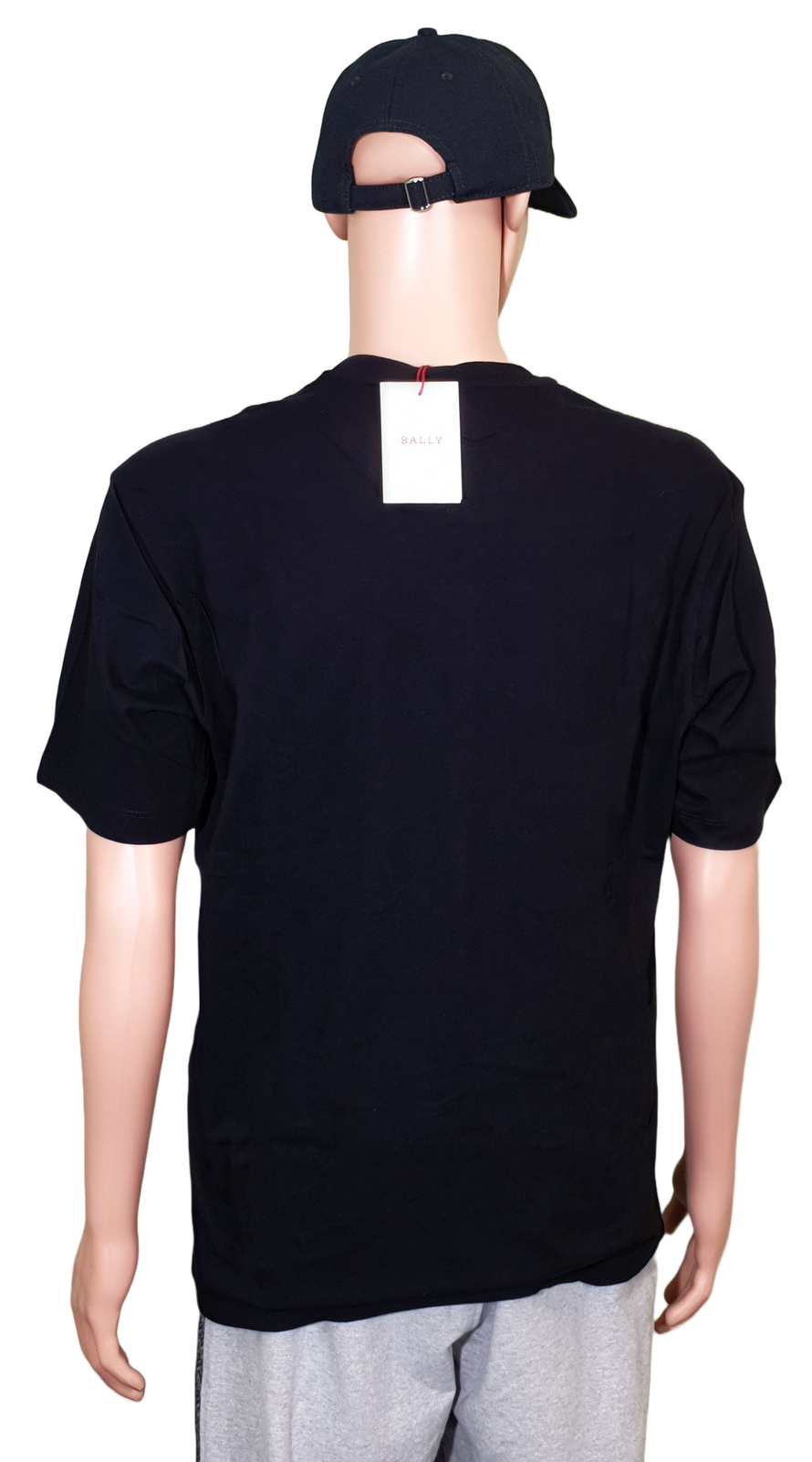 Bally 6233733 Men’s Black 100% Cotton Striped Logo T-Shirt MSRP $300