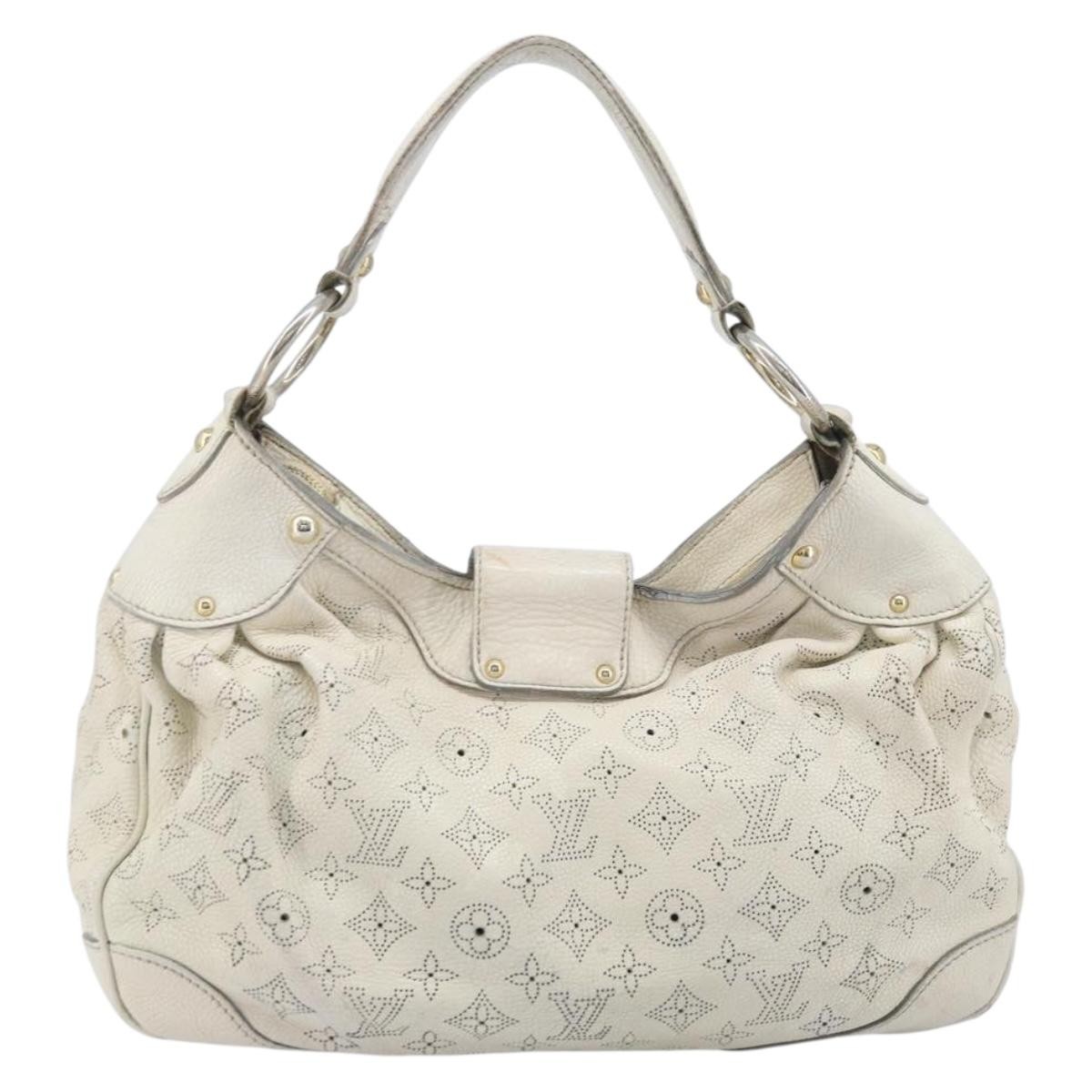 LOUIS VUITTON Mahina Solar PoweredGM Bag Leather White M93128 LV Auth bs34140