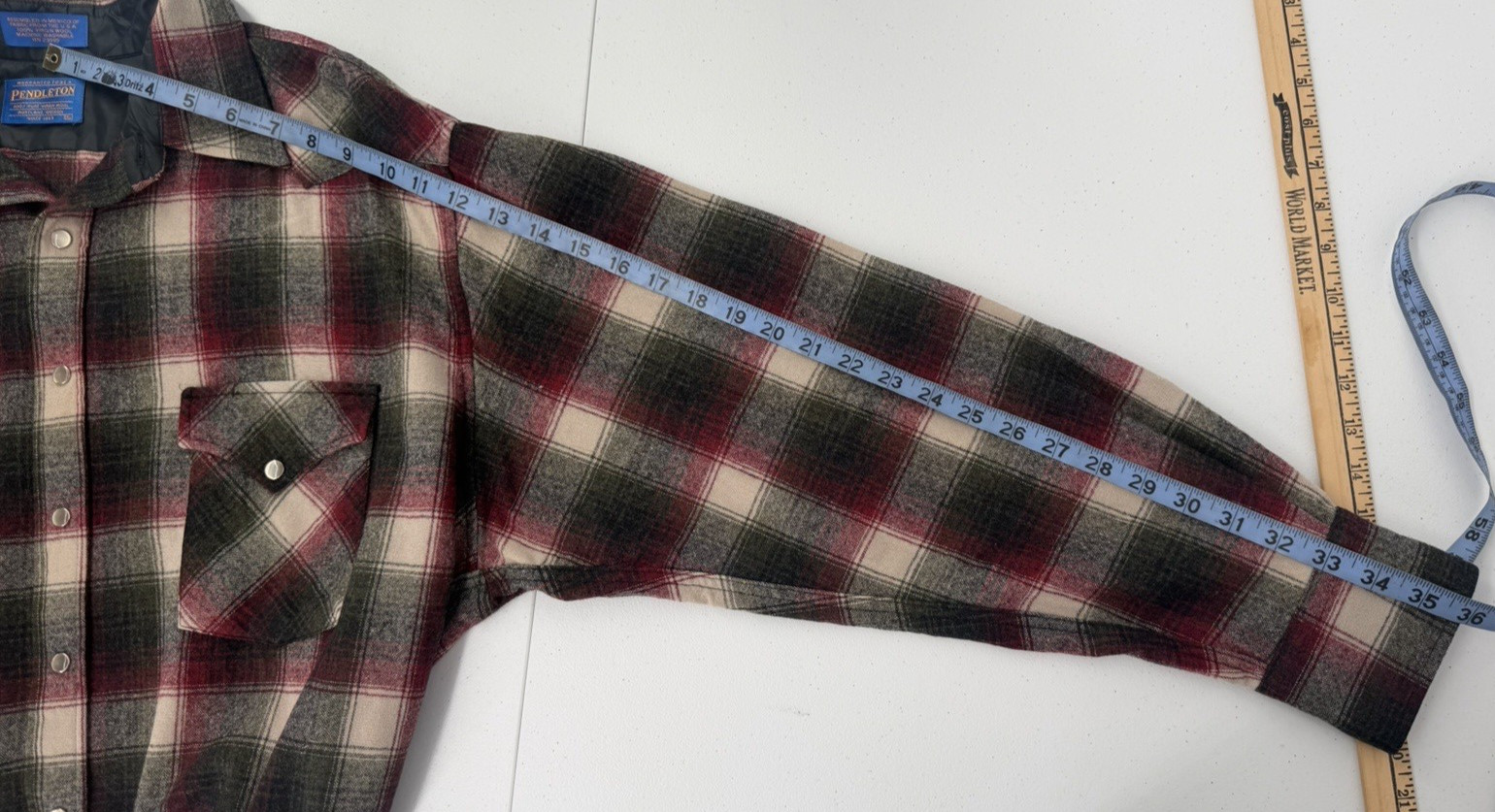 VTG Pendleton Western Wear Pearl Snap Wool Plaid Flannel Shirt Sz XL Cowboy
