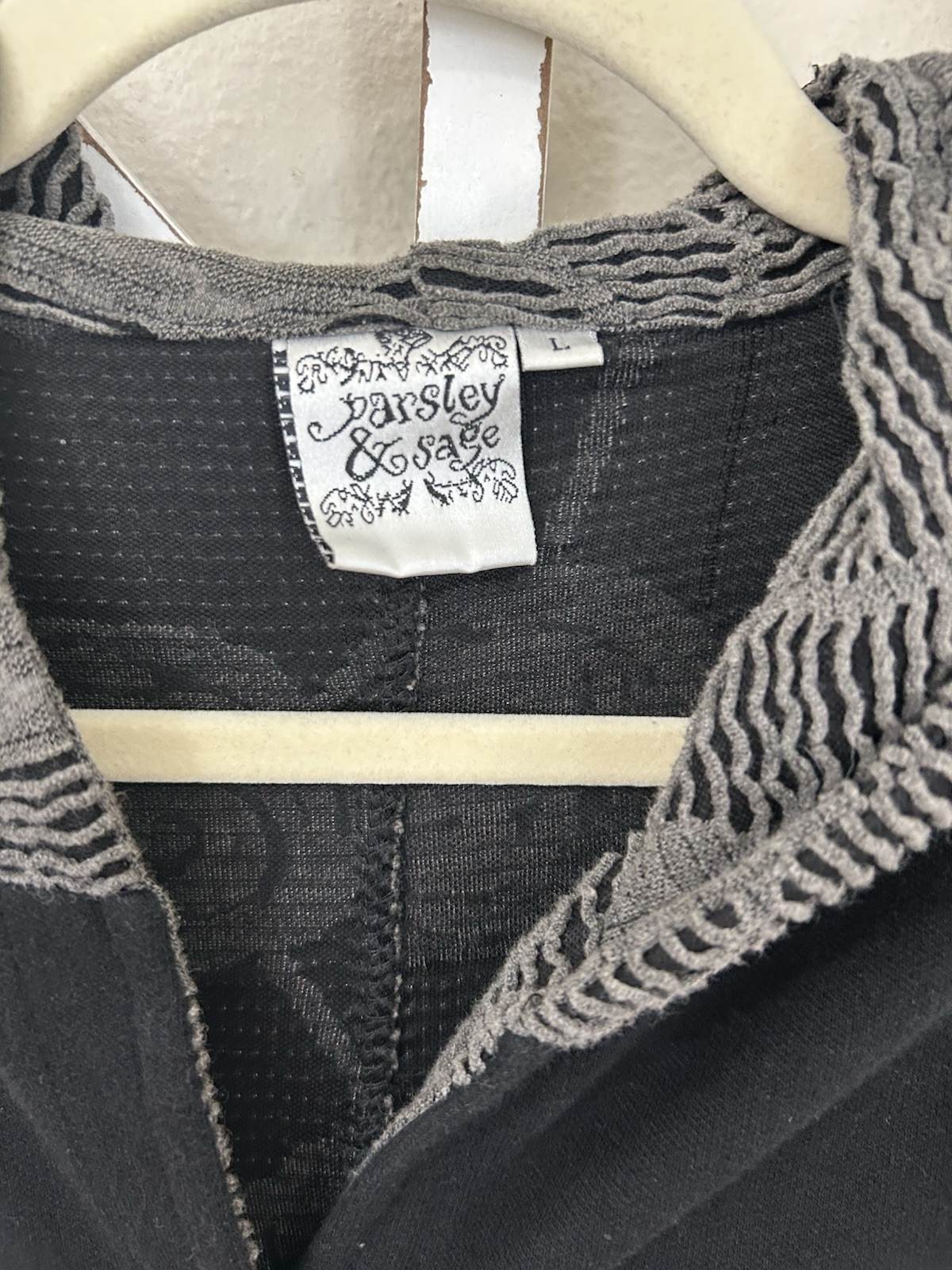 Parsley & Sage LARGE Mixed Media Textured Hooded Sleeveless Button Up Vest