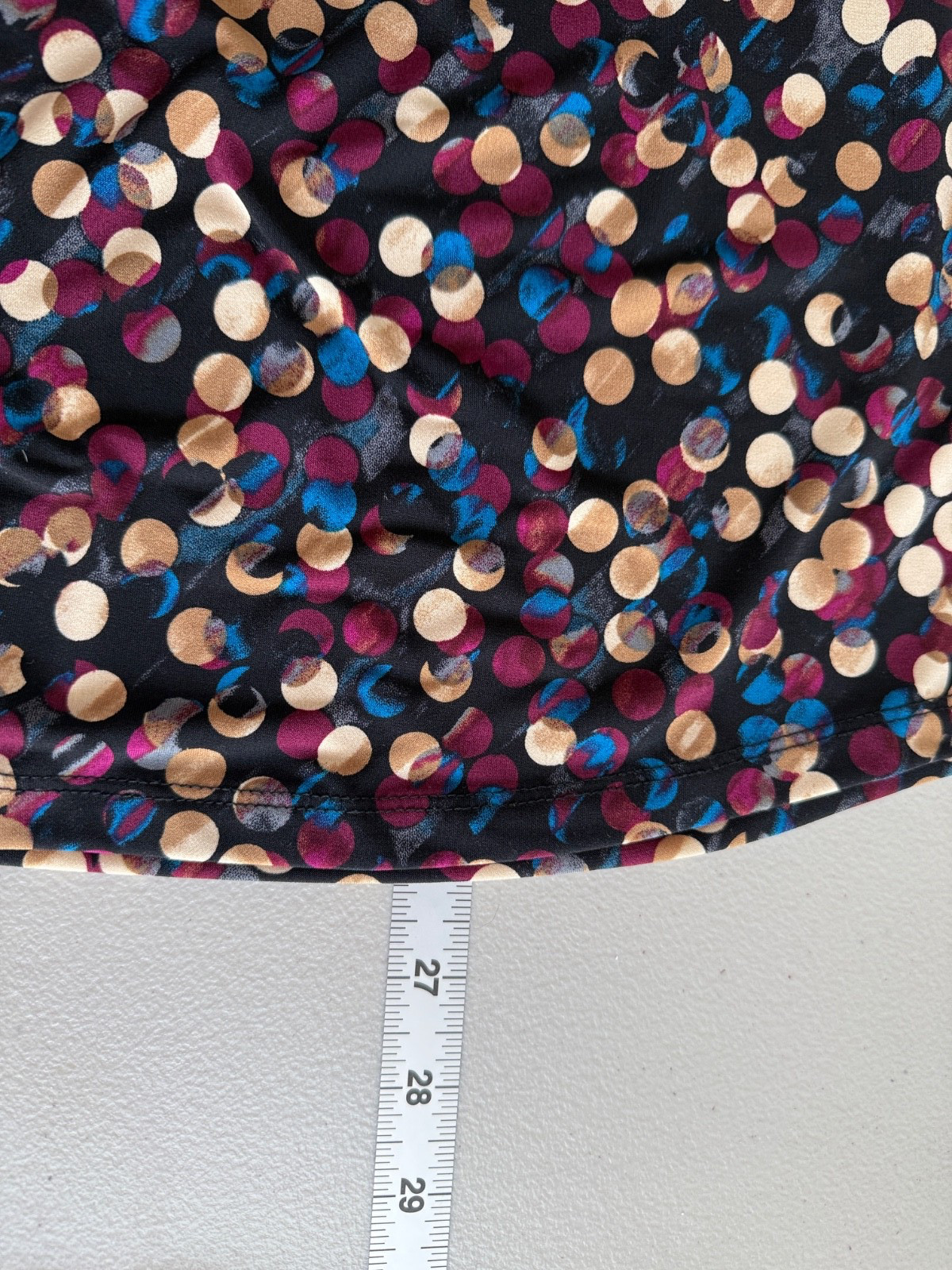Anne Klein Polka Dot Pleat Colorful V-Neck Sleeveless Top Blouse Women’s M