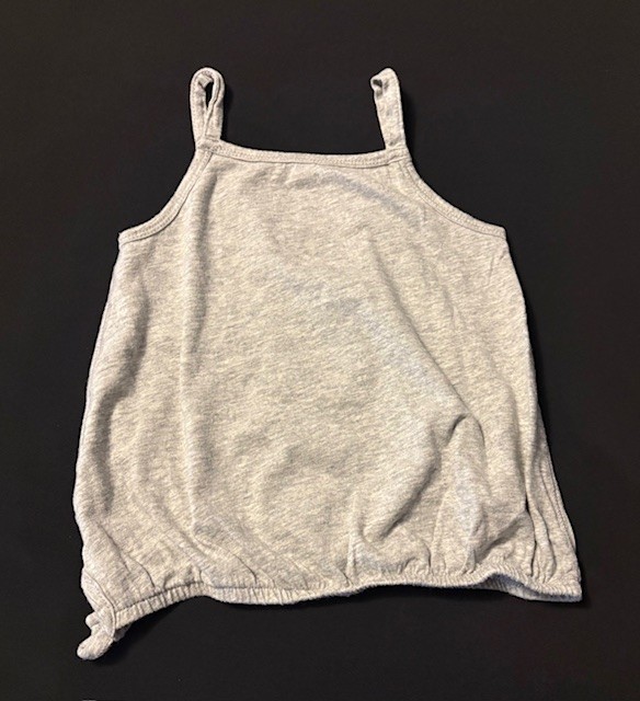 Old Navy size 2T gray tank with pink flowers/butterfly embroidered edges
