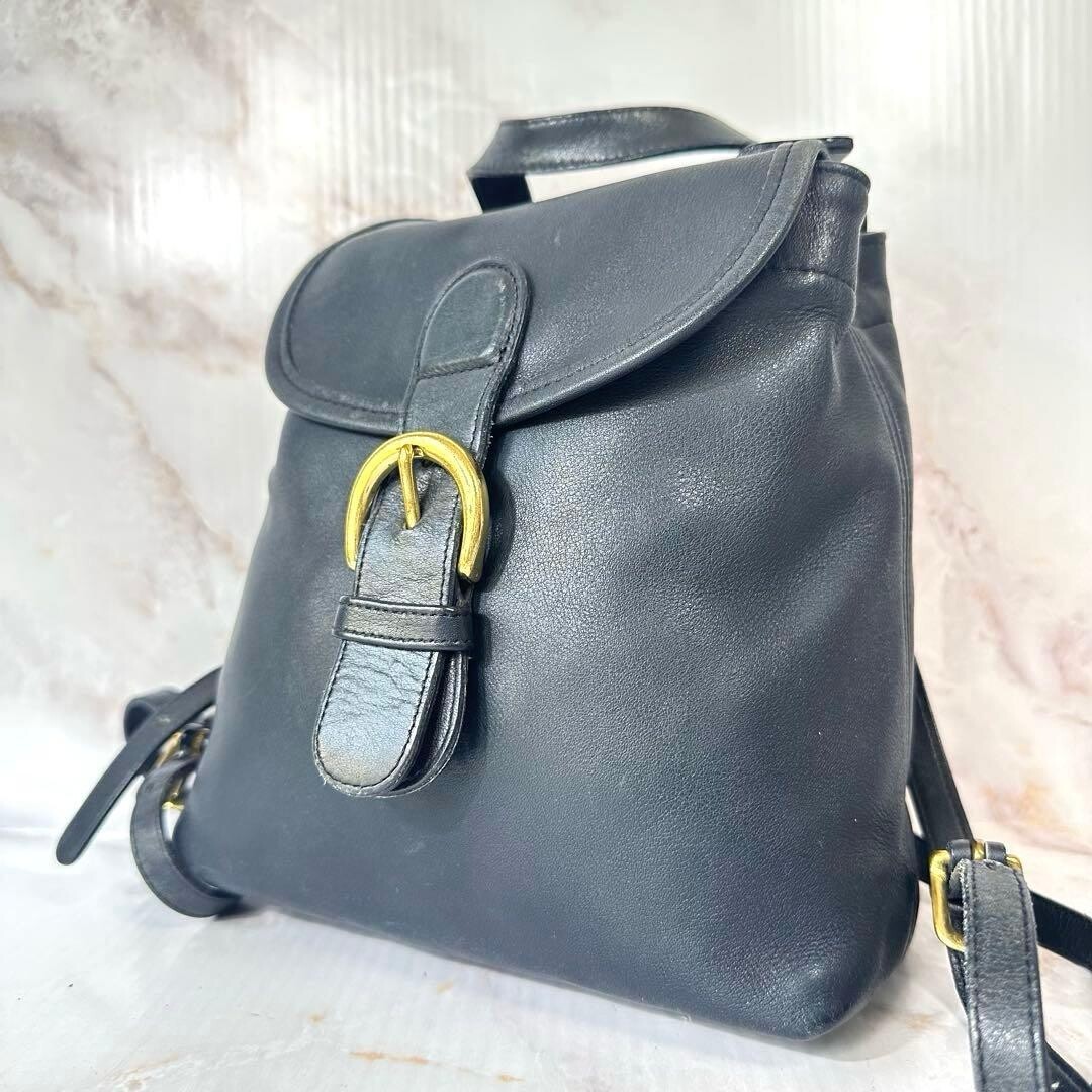 Coach Black Leather Mini Backpack USA Made 4152 Logo Charm Auth