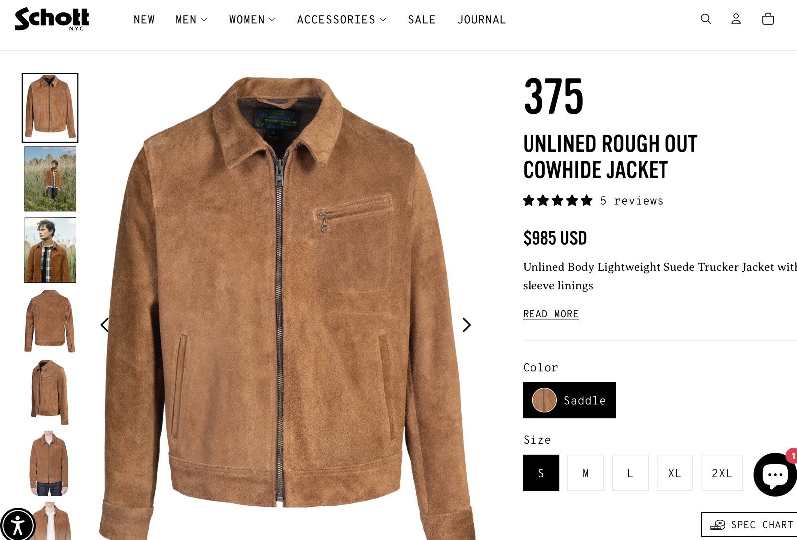 Schott 375 Perfecto Size S Men’s Unlined Roughout Suede Trucker Jacket