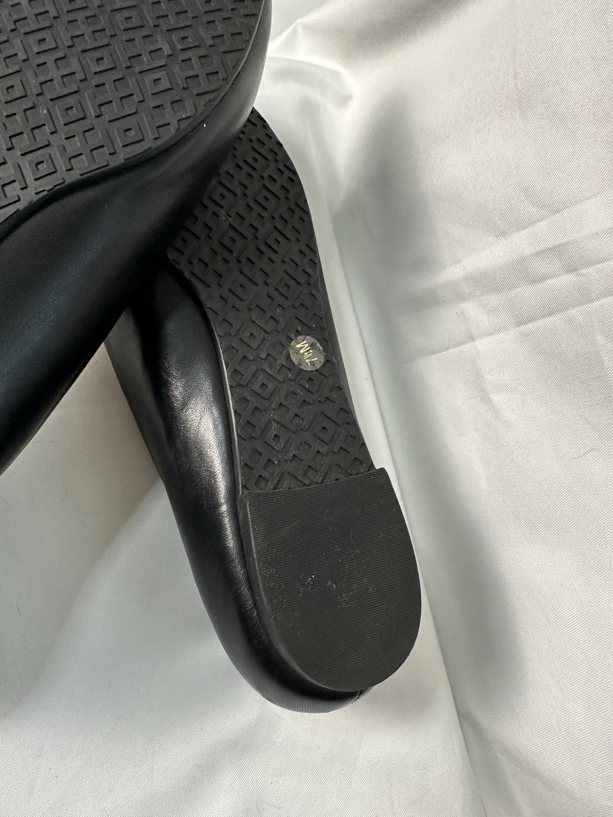 Tory Burch Women’s Black Leather Ballet Flats Slip-On Comfort Logo US 7.5
