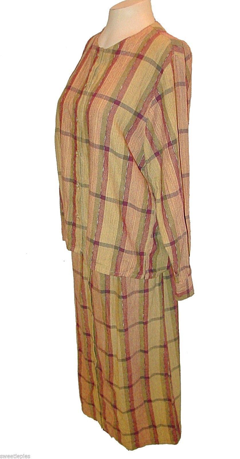 New 2-PC: Skirt & Blouse, Picante!, 100%-Cotton Handwoven Guatemala Boho Plaid M