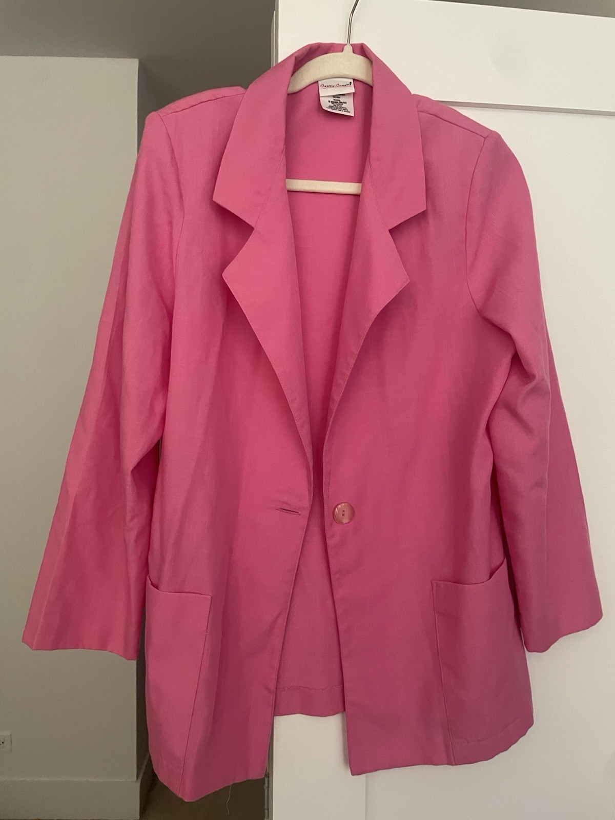 Vintage Bobbie Brooks Pink Oversized Blazer Womens Large 80s Made USA