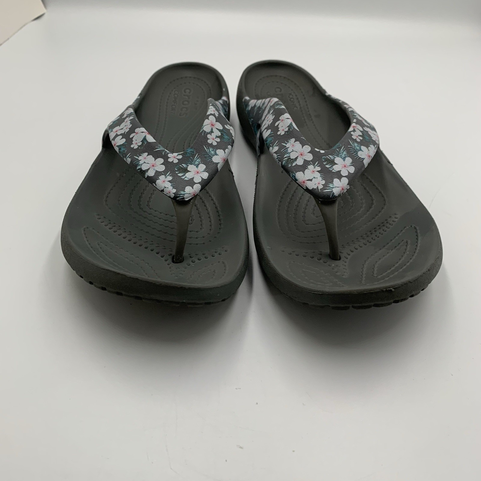 Crocs Womens Kadee ll Floral Thing Flip Flops Size 11