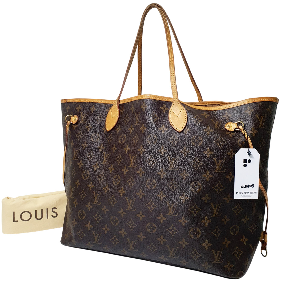 TARIFF FREE Authentic Louis Vuitton Neverfull GM Monogram M40157 Dust Bag CLA808