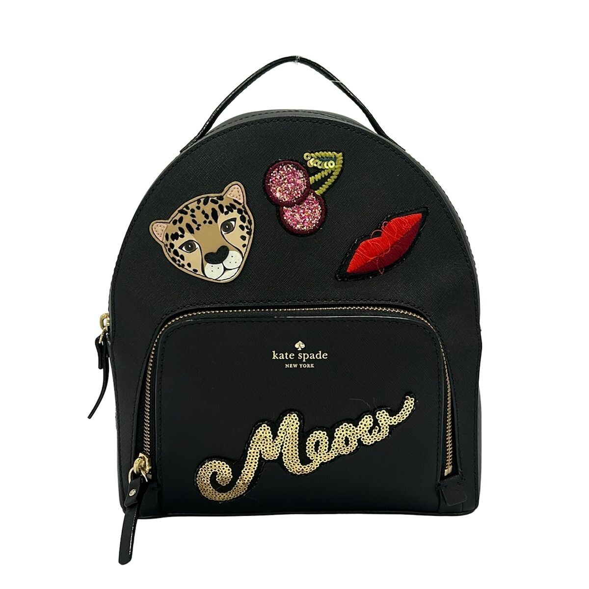 Kate Spade WKRU5375 Sequin Embroidery Glitter Leather Backpack Black Multi