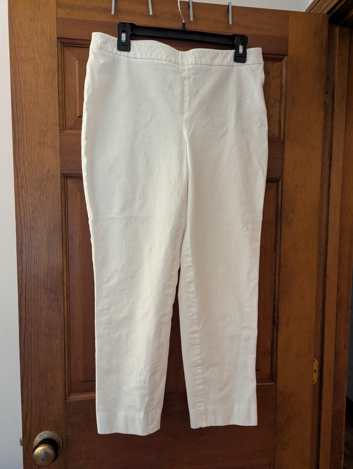 Talbots Womans Chatham Ankle Pants CURVY 12 White Side Zip 34×29